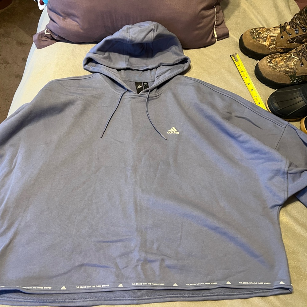 EUC Adidas crop style hooded sweatshirt - XL